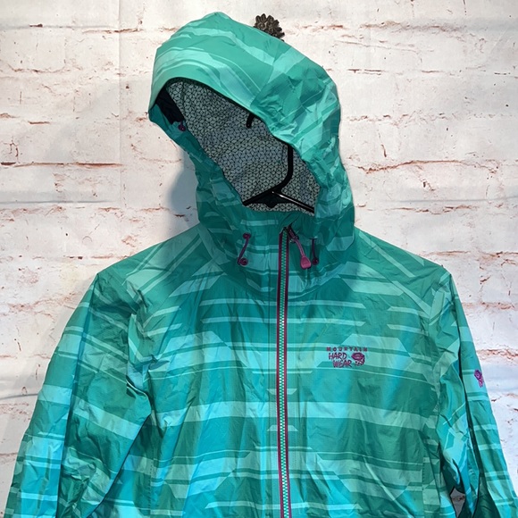 Mountain hardwear rain jacket shell green full zip READ water resistant small - Picture 2 of 15